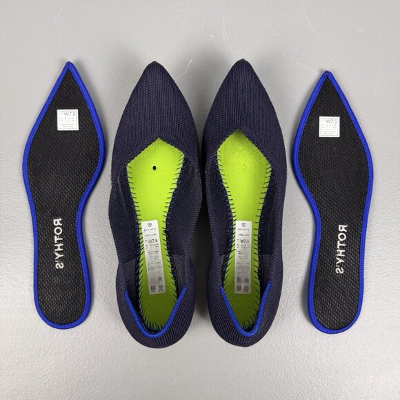 Rothys The Point Shoes Slip On Knit Ballet Flats Womens 7.5 Maritime Navy Blue - Picture 7 of 10